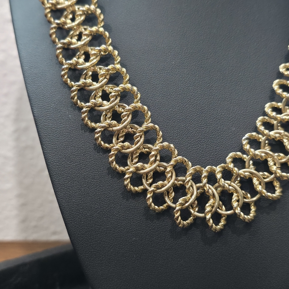 Vintage 1980s Woven Basketweave Statement Necklace - Picture 2 of 6